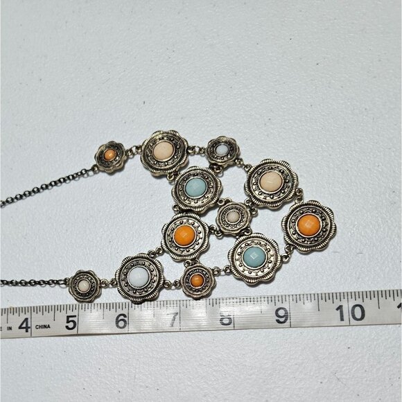 Vintage Antique Style Multi Stone Floral Statement Bib Necklace Retro Fashion - Picture 6 of 6